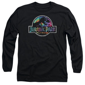 AN OFFCIALLY LICENSED JURASSIC PARK PREHISTORIC GROOVE MEN'S LONG SLEEVE T-SHIRT BLACK