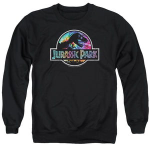 AN OFFCIALLY LICENSED JURASSIC PARK PREHISTORIC GROOVE ADULT UNISEX CREWNECK SWEATSHIRT BLACK