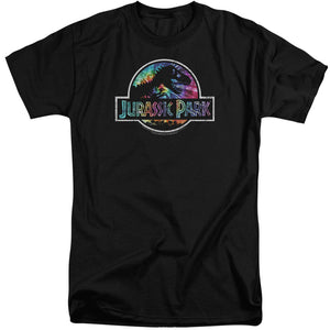AN OFFCIALLY LICENSED JURASSIC PARK PREHISTORIC GROOVE MEN'S TALL FIT T-SHIRT BLACK