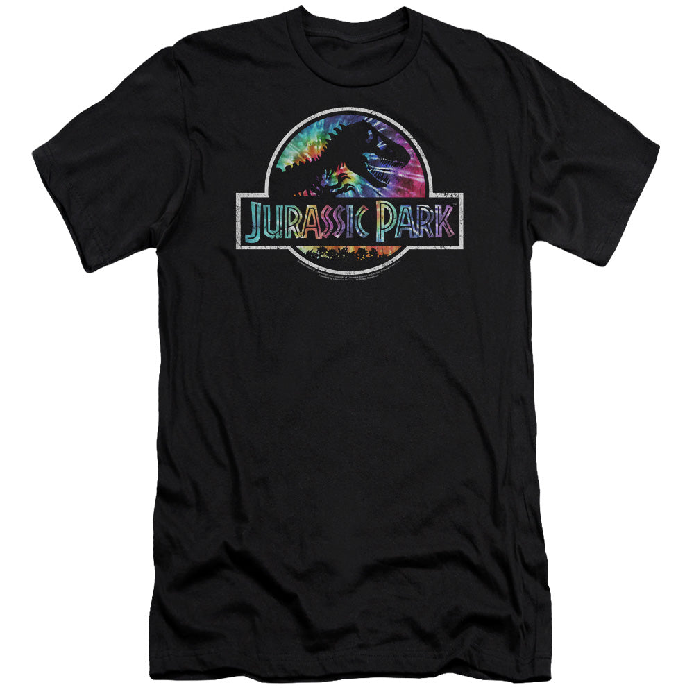 AN OFFCIALLY LICENSED JURASSIC PARK PREHISTORIC GROOVE MEN'S PREMIUM SLIM FIT T-SHIRT BLACK
