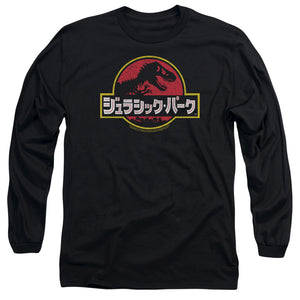 AN OFFCIALLY LICENSED JURASSIC PARK KANJI MEN'S LONG SLEEVE T-SHIRT BLACK
