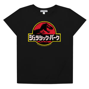 AN OFFCIALLY LICENSED JURASSIC PARK KANJI TRIBLEND JERSEY LOOSE TEE BLACK