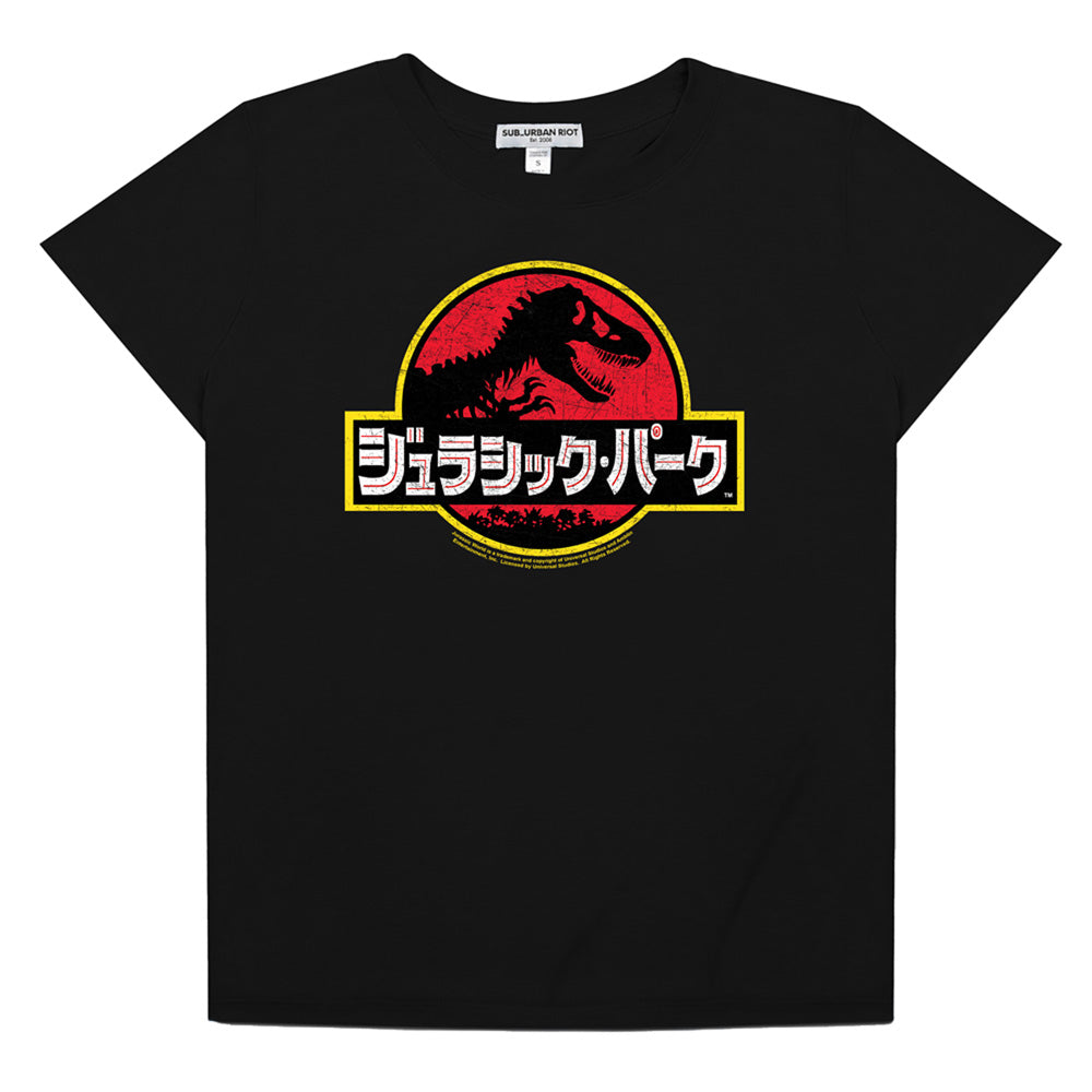 AN OFFCIALLY LICENSED JURASSIC PARK KANJI TRIBLEND JERSEY LOOSE TEE BLACK