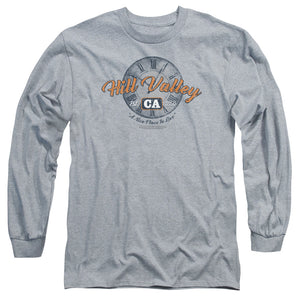 AN OFFCIALLY LICENSED BACK TO THE FUTURE HILL VALLEY MEN'S LONG SLEEVE T-SHIRT ATHLETIC HEATHER