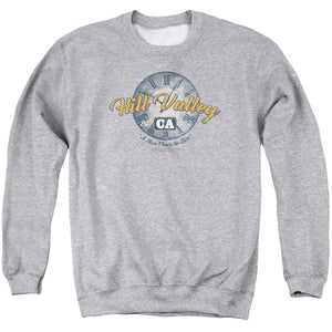AN OFFCIALLY LICENSED BACK TO THE FUTURE HILL VALLEY ADULT UNISEX CREWNECK SWEATSHIRT ATHLETIC HEATHER