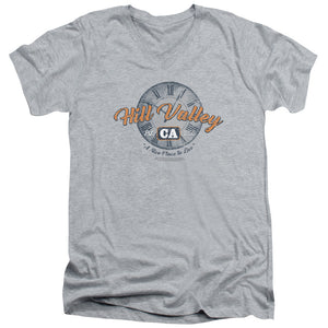AN OFFCIALLY LICENSED BACK TO THE FUTURE HILL VALLEY MEN'S V-NECK T-SHIRT ATHLETIC HEATHER
