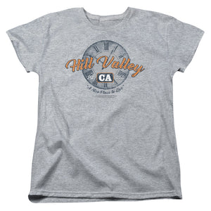 AN OFFCIALLY LICENSED BACK TO THE FUTURE HILL VALLEY WOMEN'S REGULAR FIT T-SHIRT ATHLETIC HEATHER