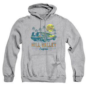 AN OFFCIALLY LICENSED BACK TO THE FUTURE 85 ADULT UNISEX PULLOVER HOODIE ATHLETIC HEATHER
