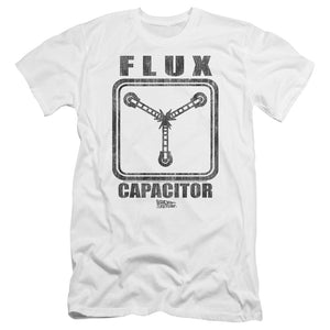 AN OFFCIALLY LICENSED BACK TO THE FUTURE FLUX CAPACITOR MEN'S PREMIUM SLIM FIT T-SHIRT WHITE