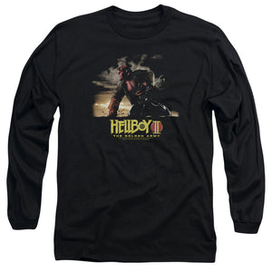 AN OFFCIALLY LICENSED HELLBOY II POSTER ART MEN'S LONG SLEEVE T-SHIRT BLACK