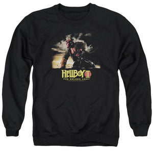 AN OFFCIALLY LICENSED HELLBOY II POSTER ART ADULT UNISEX CREWNECK SWEATSHIRT BLACK