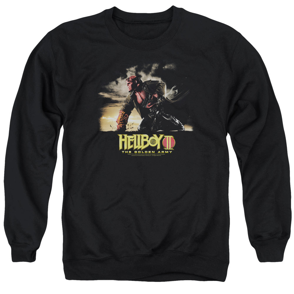 AN OFFCIALLY LICENSED HELLBOY II POSTER ART ADULT UNISEX CREWNECK SWEATSHIRT BLACK