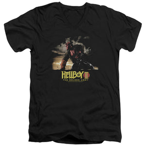 AN OFFCIALLY LICENSED HELLBOY II POSTER ART MEN'S V-NECK T-SHIRT BLACK