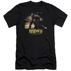 AN OFFCIALLY LICENSED HELLBOY II POSTER ART MEN'S PREMIUM SLIM FIT T-SHIRT BLACK
