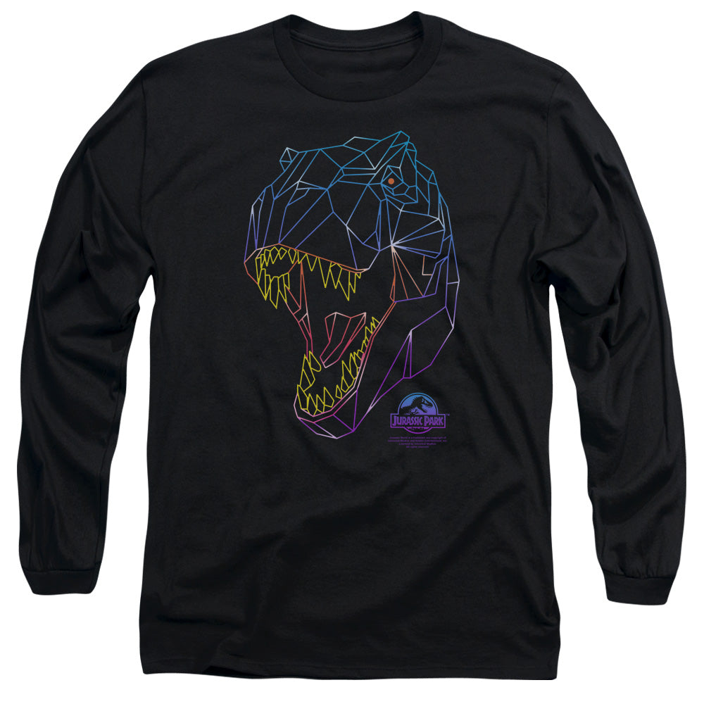 AN OFFCIALLY LICENSED JURASSIC PARK NEON T-REX MEN'S LONG SLEEVE T-SHIRT BLACK