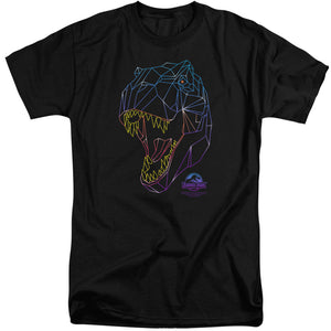AN OFFCIALLY LICENSED JURASSIC PARK NEON T-REX MEN'S TALL FIT T-SHIRT BLACK