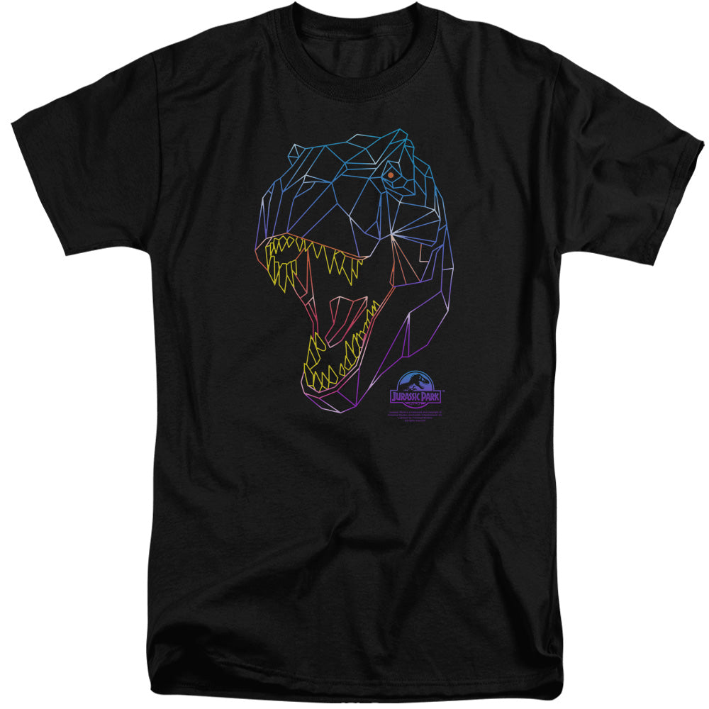 AN OFFCIALLY LICENSED JURASSIC PARK NEON T-REX MEN'S TALL FIT T-SHIRT BLACK