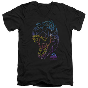 AN OFFCIALLY LICENSED JURASSIC PARK NEON T-REX MEN'S V-NECK T-SHIRT BLACK