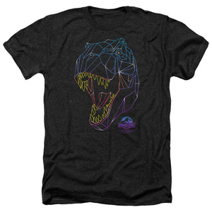 AN OFFCIALLY LICENSED JURASSIC PARK NEON T-REX MEN'S HEATHER T-SHIRT CHARCOAL