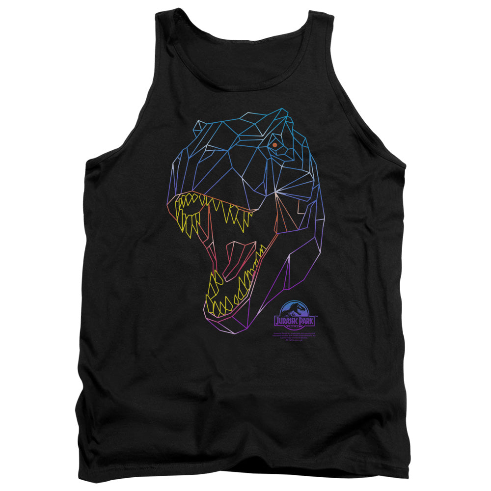 AN OFFCIALLY LICENSED JURASSIC PARK NEON T-REX ADULT UNISEX TANK TOP BLACK