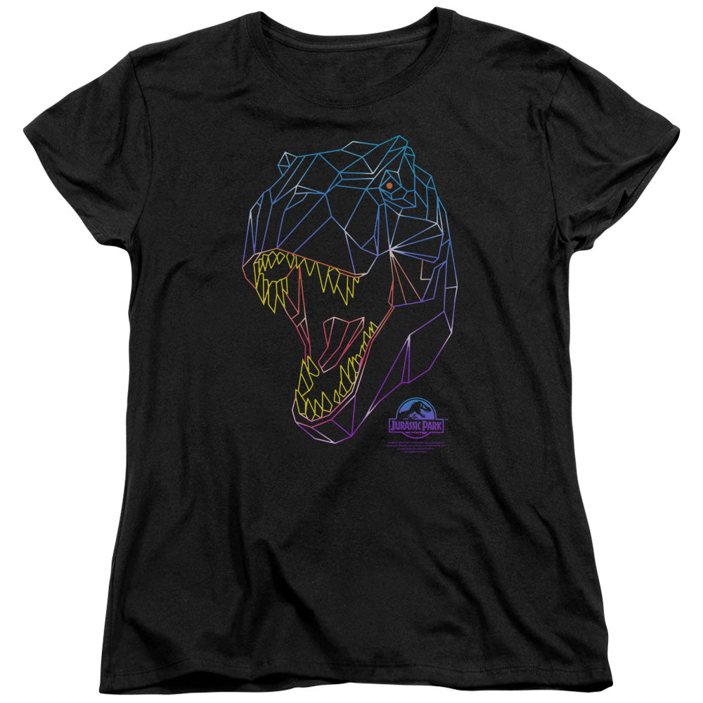AN OFFCIALLY LICENSED JURASSIC PARK NEON T-REX WOMEN'S REGULAR FIT T-SHIRT BLACK