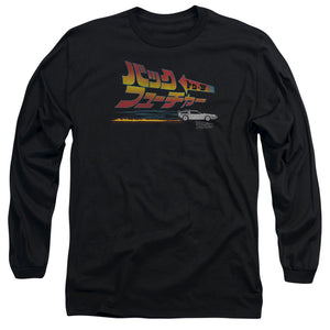 AN OFFCIALLY LICENSED BACK TO THE FUTURE JAPANESE DELOREAN MEN'S LONG SLEEVE T-SHIRT BLACK