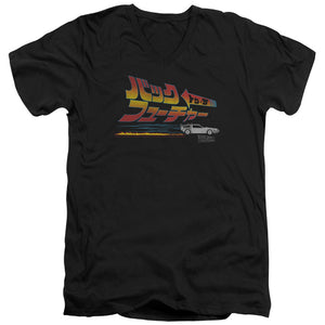 AN OFFCIALLY LICENSED BACK TO THE FUTURE JAPANESE DELOREAN MEN'S V-NECK T-SHIRT BLACK
