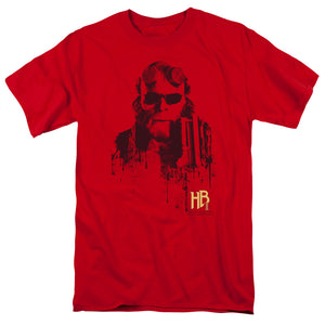 AN OFFCIALLY LICENSED HELLBOY II SPLATTER GUN MEN'S REGULAR FIT T-SHIRT RED