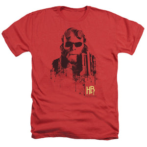 AN OFFCIALLY LICENSED HELLBOY II SPLATTER GUN MEN'S HEATHER T-SHIRT RED