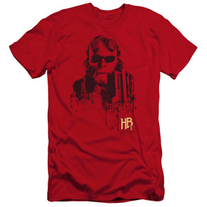 AN OFFCIALLY LICENSED HELLBOY II SPLATTER GUN MEN'S PREMIUM SLIM FIT T-SHIRT RED