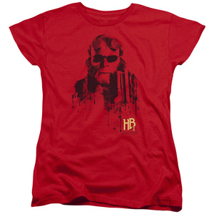 AN OFFCIALLY LICENSED HELLBOY II SPLATTER GUN WOMEN'S REGULAR FIT T-SHIRT RED