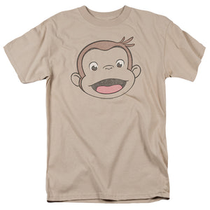 AN OFFCIALLY LICENSED CURIOUS GEORGE HEATHERED GEORGE MEN'S REGULAR FIT T-SHIRT SAND