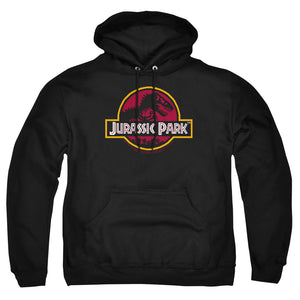 AN OFFCIALLY LICENSED JURASSIC PARK 8-BIT LOGO ADULT UNISEX PULLOVER HOODIE BLACK
