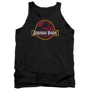 AN OFFCIALLY LICENSED JURASSIC PARK 8-BIT LOGO ADULT UNISEX TANK TOP BLACK