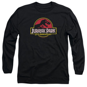 AN OFFCIALLY LICENSED JURASSIC PARK 25TH ANNIVERSARY LOGO MEN'S LONG SLEEVE T-SHIRT BLACK
