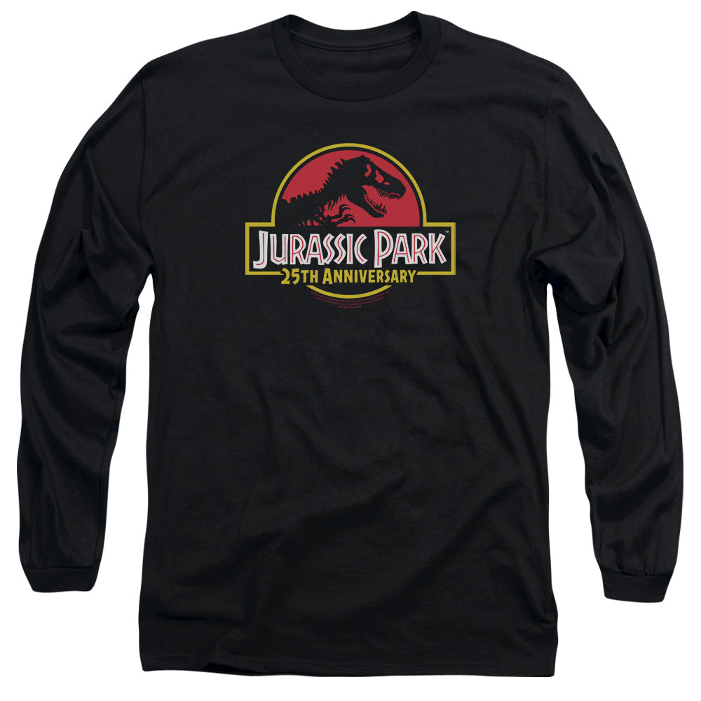 AN OFFCIALLY LICENSED JURASSIC PARK 25TH ANNIVERSARY LOGO MEN'S LONG SLEEVE T-SHIRT BLACK