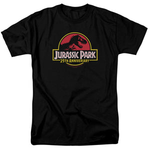 AN OFFCIALLY LICENSED JURASSIC PARK 25TH ANNIVERSARY LOGO MEN'S REGULAR FIT T-SHIRT BLACK