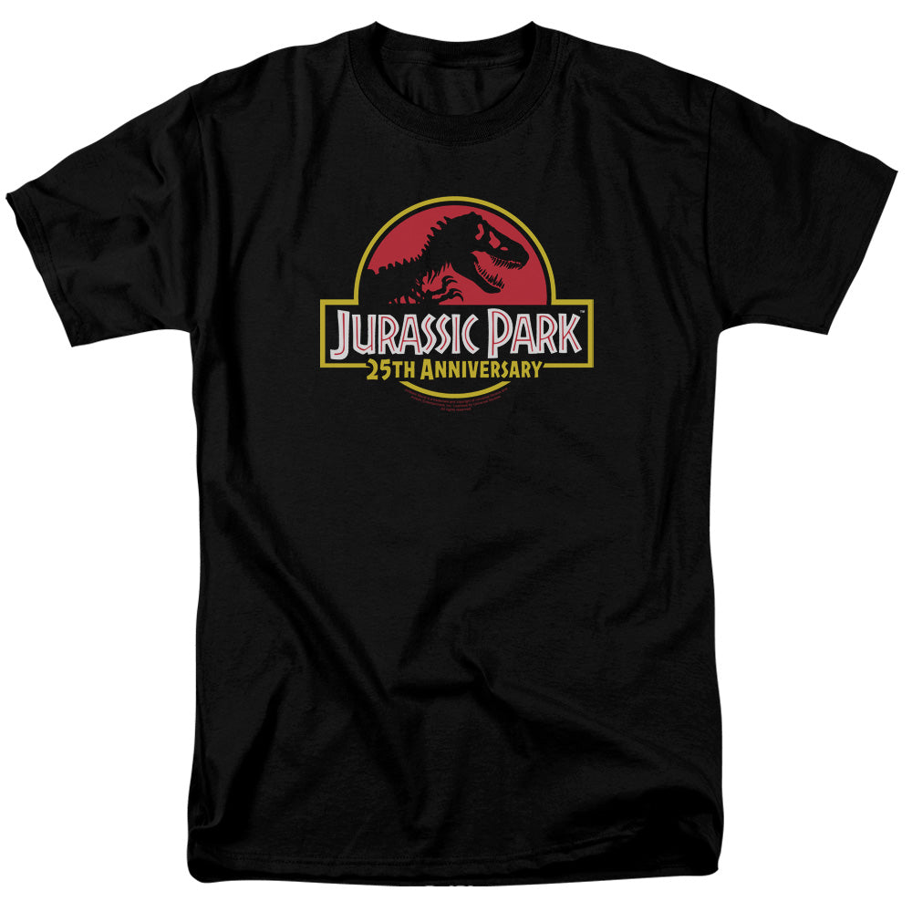 AN OFFCIALLY LICENSED JURASSIC PARK 25TH ANNIVERSARY LOGO MEN'S REGULAR FIT T-SHIRT BLACK