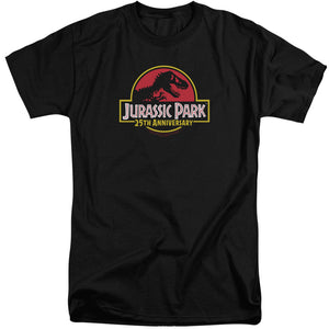 AN OFFCIALLY LICENSED JURASSIC PARK 25TH ANNIVERSARY LOGO MEN'S TALL FIT T-SHIRT BLACK