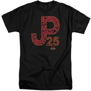 AN OFFCIALLY LICENSED JURASSIC PARK JP25 MEN'S TALL FIT T-SHIRT BLACK