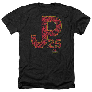 AN OFFCIALLY LICENSED JURASSIC PARK JP25 MEN'S HEATHER T-SHIRT CHARCOAL