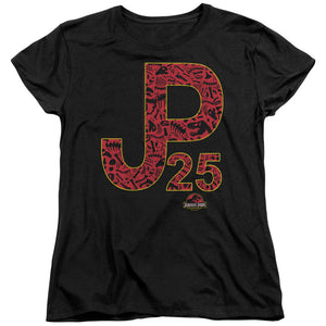 AN OFFCIALLY LICENSED JURASSIC PARK JP25 WOMEN'S REGULAR FIT T-SHIRT BLACK