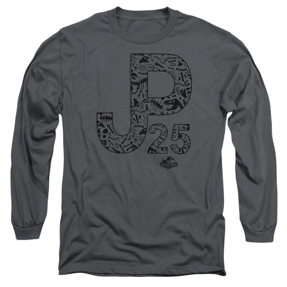 AN OFFCIALLY LICENSED JURASSIC PARK JP25 MEN'S LONG SLEEVE T-SHIRT CHARCOAL