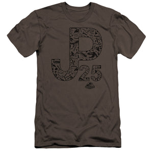 AN OFFCIALLY LICENSED JURASSIC PARK JP25 MEN'S PREMIUM SLIM FIT T-SHIRT CHARCOAL