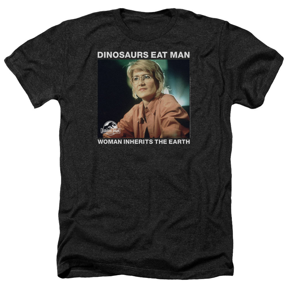 AN OFFCIALLY LICENSED JURASSIC PARK INHERIT MEN'S HEATHER T-SHIRT CHARCOAL