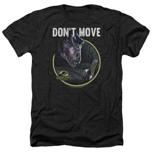 AN OFFCIALLY LICENSED JURASSIC PARK DONT MOVE MEN'S HEATHER T-SHIRT CHARCOAL