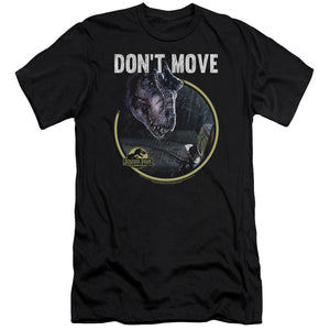 AN OFFCIALLY LICENSED JURASSIC PARK DONT MOVE MEN'S PREMIUM SLIM FIT T-SHIRT BLACK