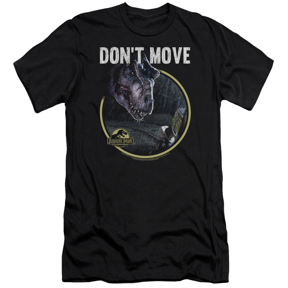 AN OFFCIALLY LICENSED JURASSIC PARK DONT MOVE MEN'S PREMIUM SLIM FIT T-SHIRT BLACK