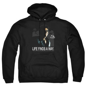 AN OFFCIALLY LICENSED JURASSIC PARK LIFE FINDS A WAY ADULT UNISEX PULLOVER HOODIE BLACK