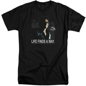 AN OFFCIALLY LICENSED JURASSIC PARK LIFE FINDS A WAY MEN'S TALL FIT T-SHIRT BLACK